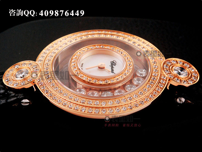  【1:1精品】蕭邦Chopard Happy Diamonds系列 鏡面走鉆 玫瑰金女士石英腕表