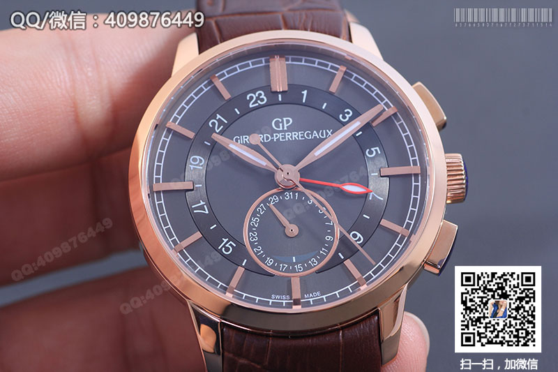 Girard-Perregaux芝柏男表系列49544-52-231-BB60雙時區(qū)玫瑰金機(jī)械腕表