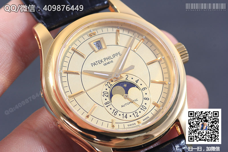 高仿百達翡麗PATEK PHILIPPE復(fù)雜功能計時系列5205R-001黃金色自動機械腕表