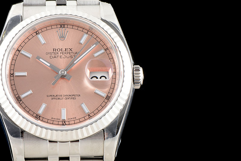 勞力士Rolex日志型系列DateJust 116234-0108機械男表（粉色面）