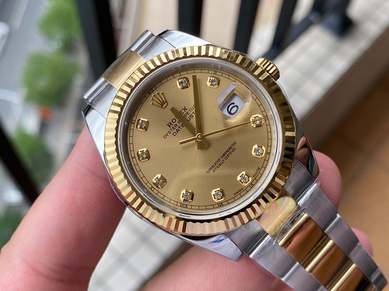 勞力士Rolex日志型系列DateJust 126333-0011機械間金男表（金色鑲鉆面）