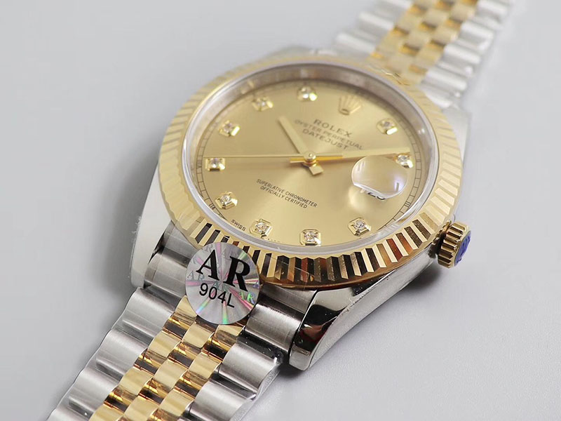 勞力士Rolex日志型系列DateJust 126333-0012機械間金男表（金色鑲鉆面）