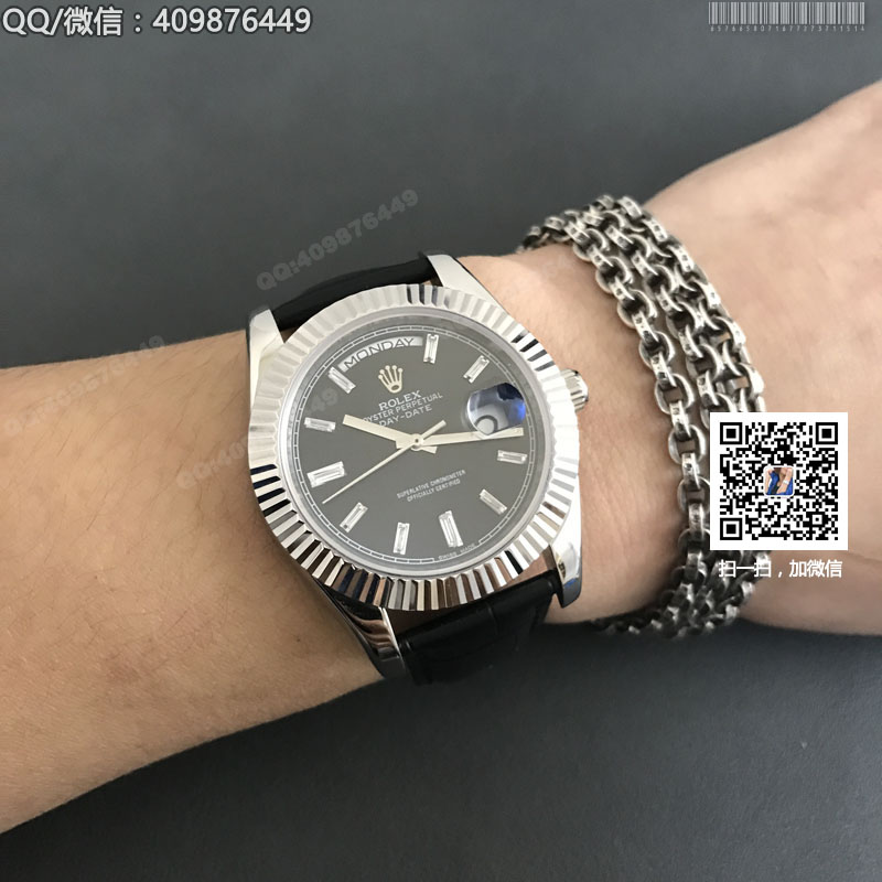 【精品】ROLEX勞力士星期日歷型系列 自動機(jī)械男表黑盤鑲鉆