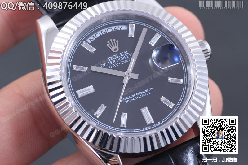 【精品】ROLEX勞力士星期日歷型系列 自動機(jī)械男表黑盤鑲鉆