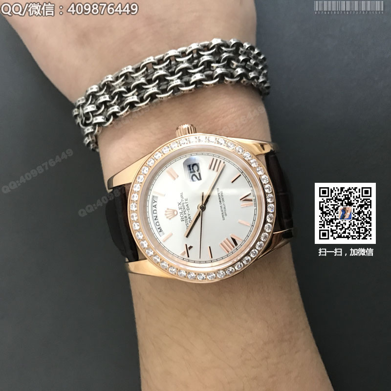 【精品】ROLEX勞力士星期日歷型系列 自動(dòng)機(jī)械男表白盤鑲鉆