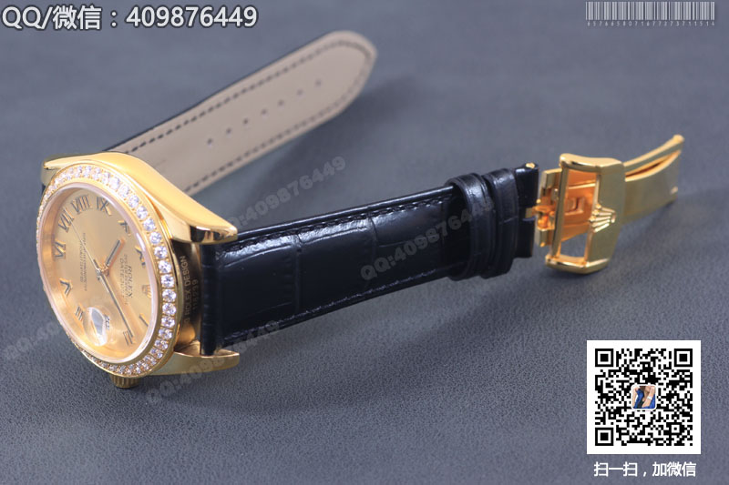 【精品】ROLEX勞力士日志型系列 自動機械男表金色盤鑲鉆