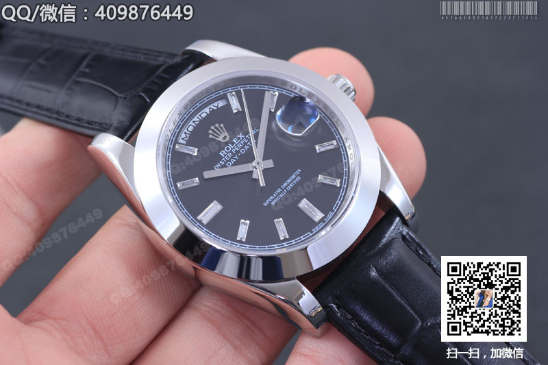 【精品】ROLEX勞力士星期日歷型系列 自動(dòng)機(jī)械男表黑盤鑲鉆