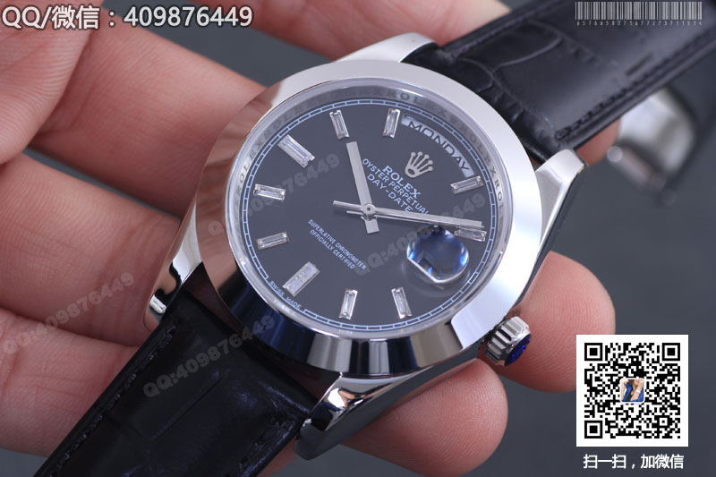 【精品】ROLEX勞力士星期日歷型系列 自動(dòng)機(jī)械男表黑盤鑲鉆