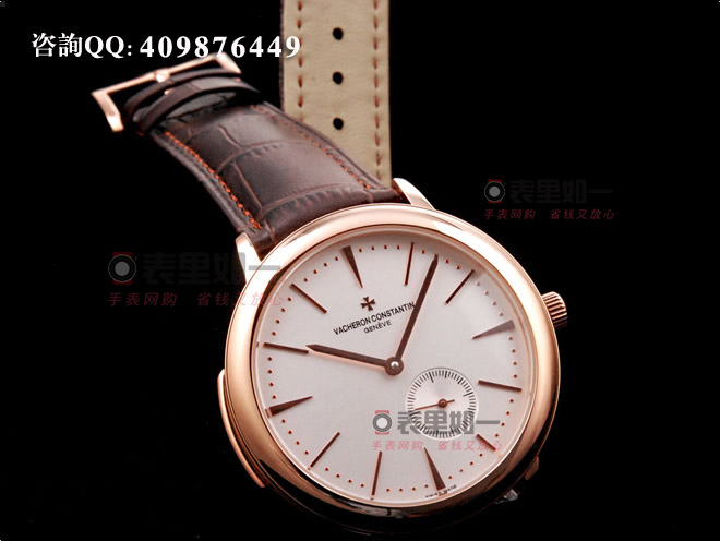 江詩丹頓Vacheron Constantin傳承系列自動(dòng)機(jī)械腕表 玫瑰金表殼 白色表盤