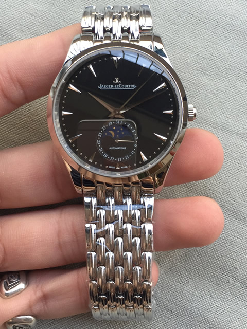 高仿積家Jaeger-LeCoultre MASTER CONTROL大師系列黑盤精鋼表帶 自動機械腕表