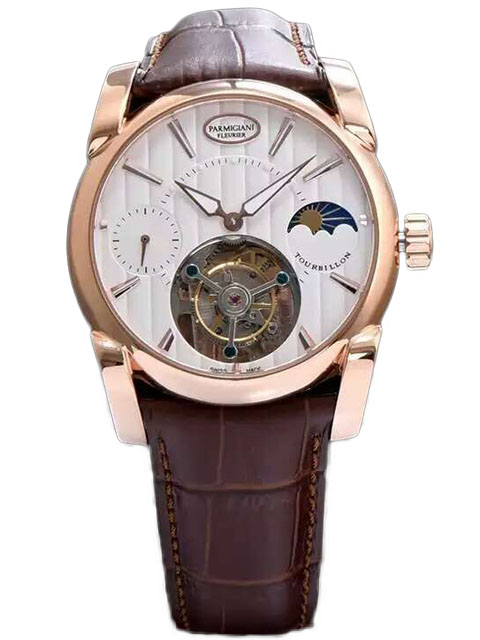 Parmigiani Fleurier Tonda 帕瑪強(qiáng)尼Tourbillon系列玫瑰金白盤星月相陀飛輪手表